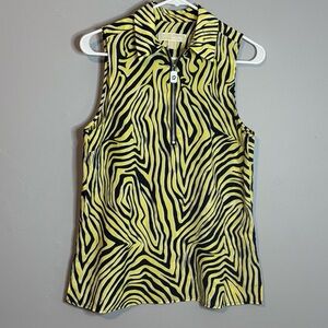 Michael Kors Yellow and Black Zebra Print Blouse